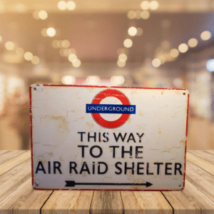 Panneau Métal Vintage – Air Raid Shelter Underground